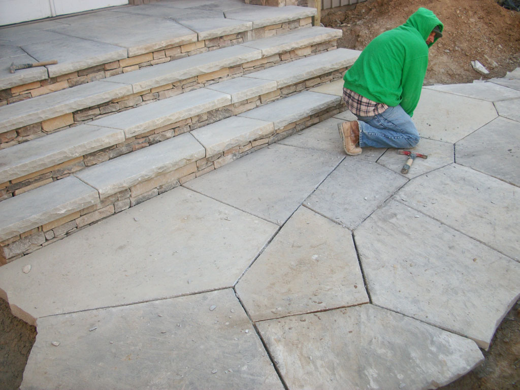 3in thick Tennesse Flagstone steps combined with dry stack stone sample 8