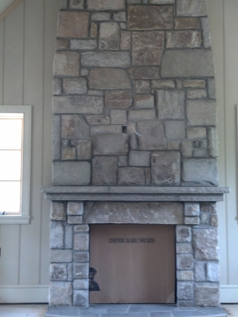 Weather Granite Stone fireplace with double stone mental sample 08